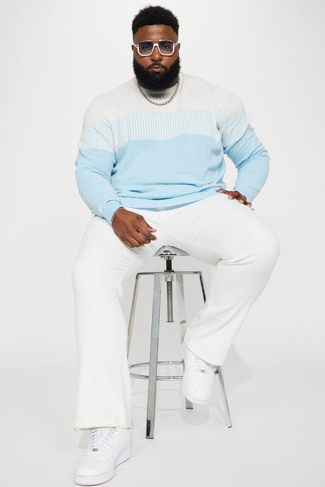 Don t Cross The Line Crewneck Sweater Blue combo