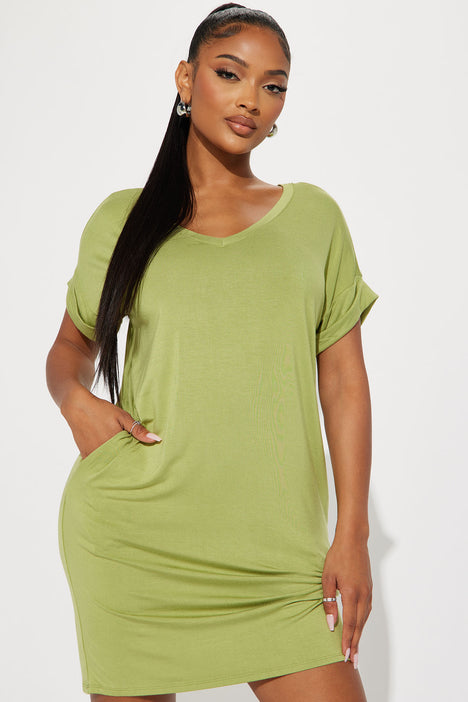 Olive green hotsell tee shirt dress