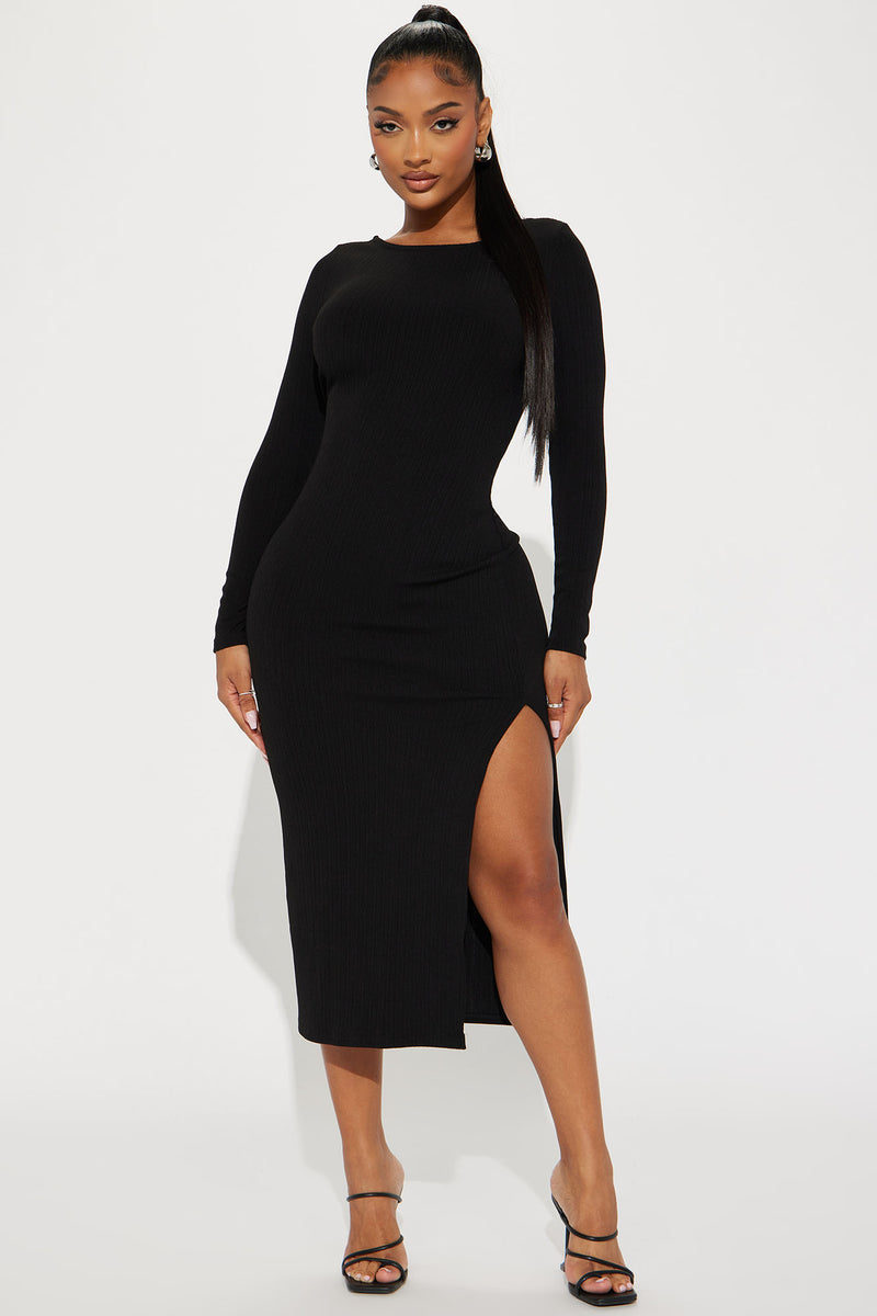 Victoria Ribbed Midi Dress - Black | Fashion Nova, Dresses | Fashion Nova
