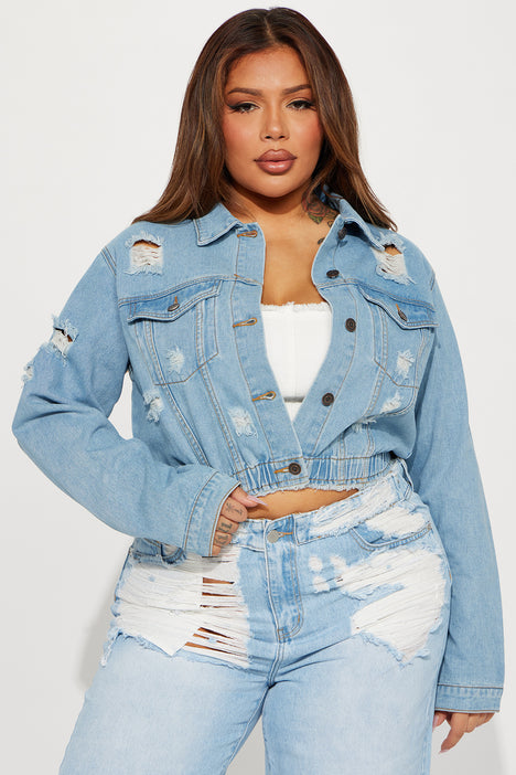Cropped jean jacket fashion nova sale