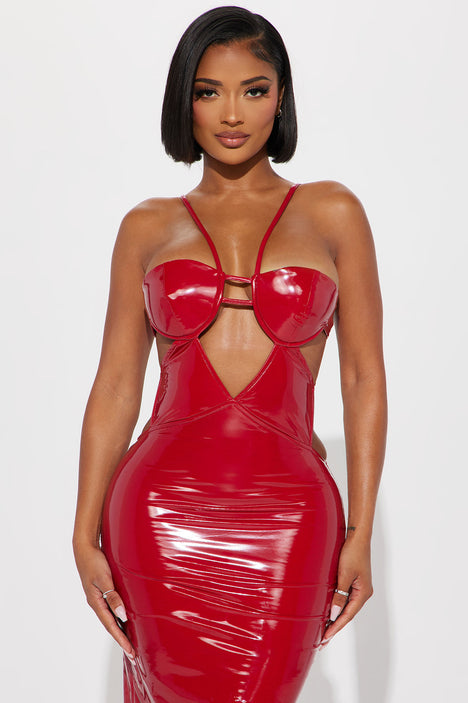 Red patent leather deals dress