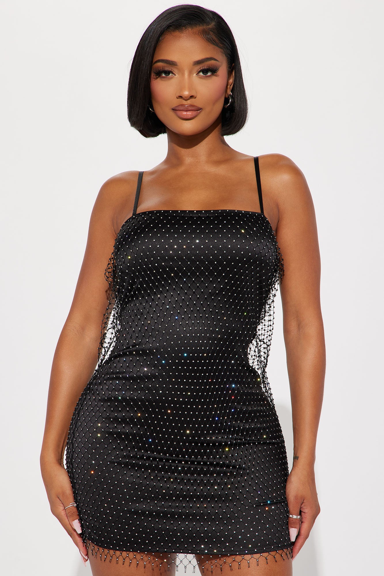 Drinks On Me Rhinestone Mini Dress - Black, Fashion Nova, Dresses