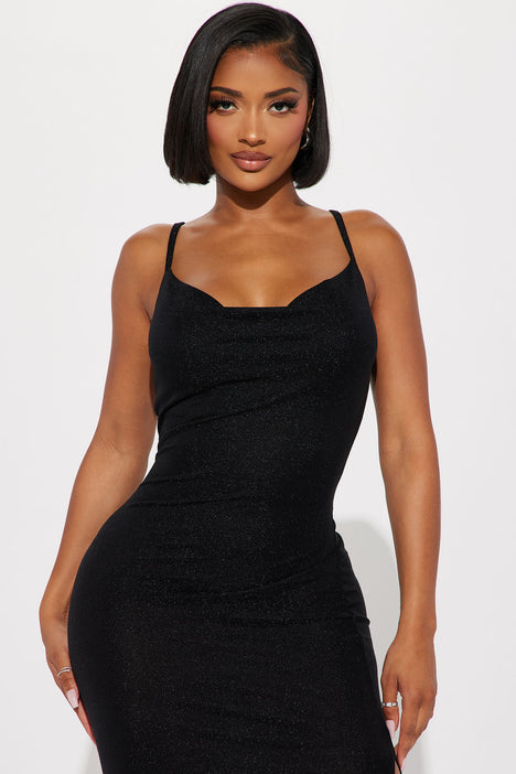 Black strappy lurex bodycon dress online