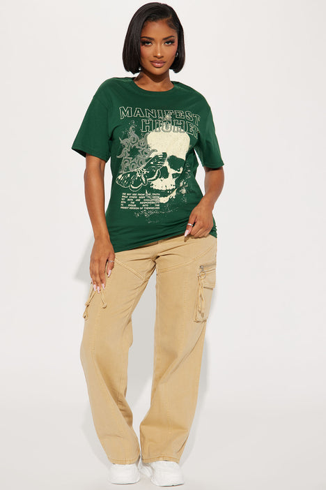 Green graphic tees womens hot sale