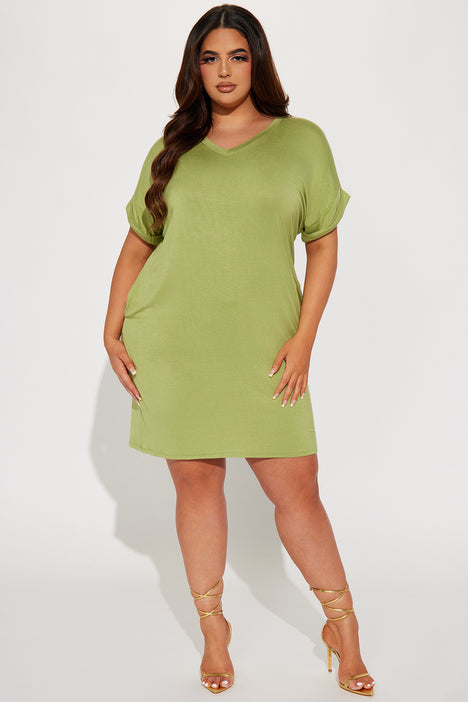 Green t shirt sales dress plus size