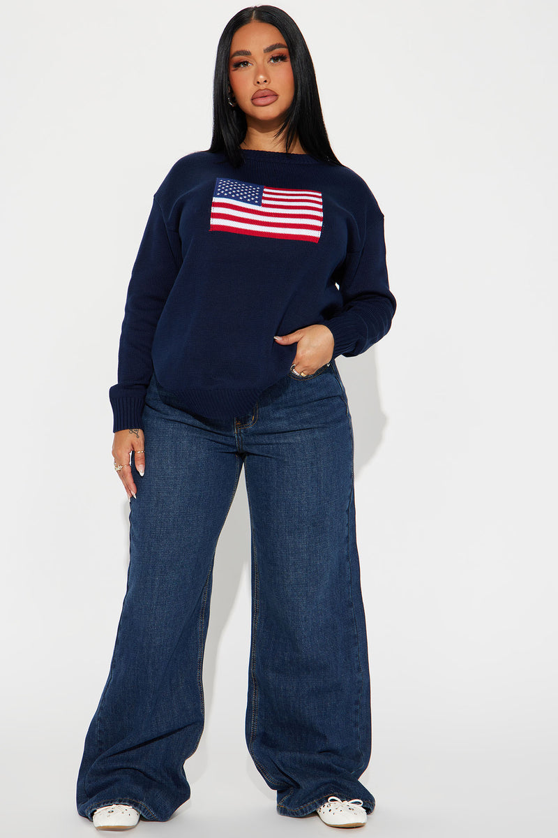 Stars and Stripes Patriotic Drop Shoulder Sweater