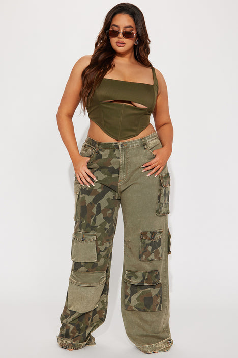 Tall Upgrade You Wide Leg Cargo Pant 34 - Olive/combo