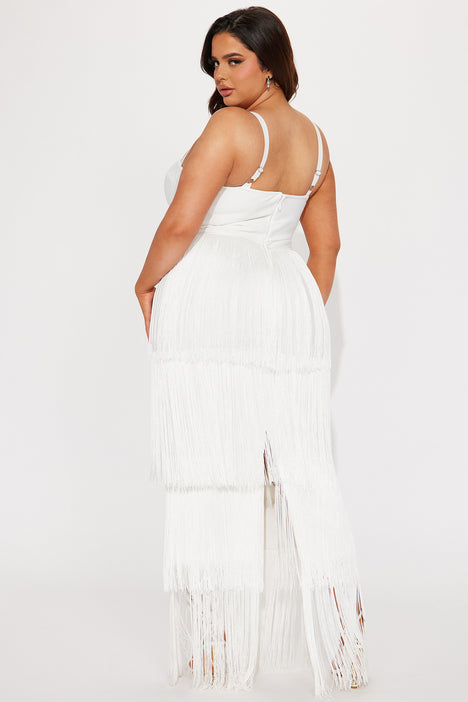 White fringe dress outlet plus size