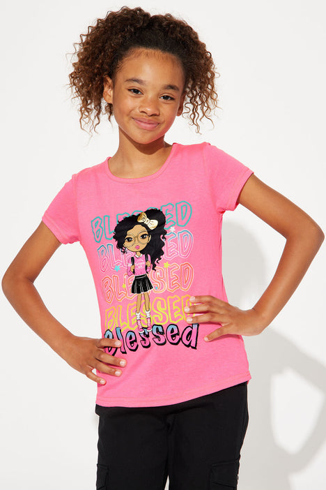 Mini Cute Girl Short Sleeve Tee Pink Fashion Nova Kids Tops