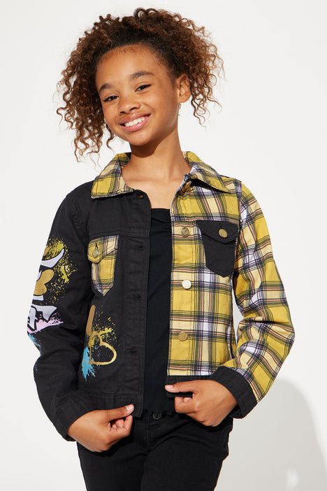 Yellow denim jacket for girls 2025