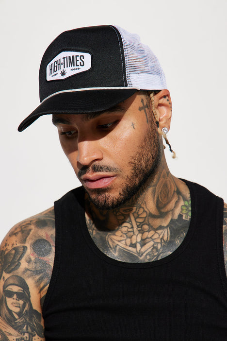 High Times Trucker Hat - Black, Fashion Nova, Mens Accessories