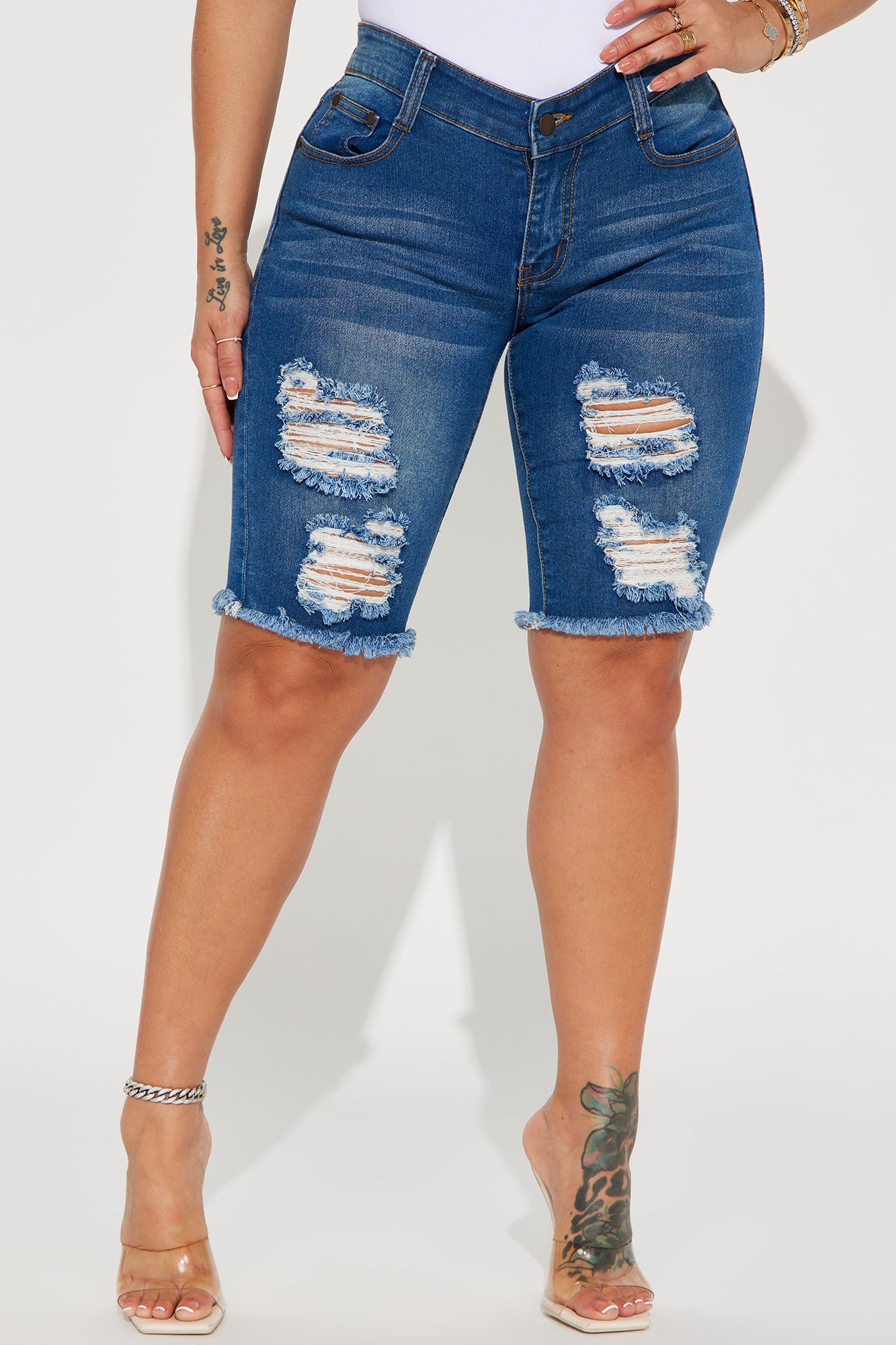 Against All Odds Bermuda Shorts Medium Blue Wash Fashion Nova