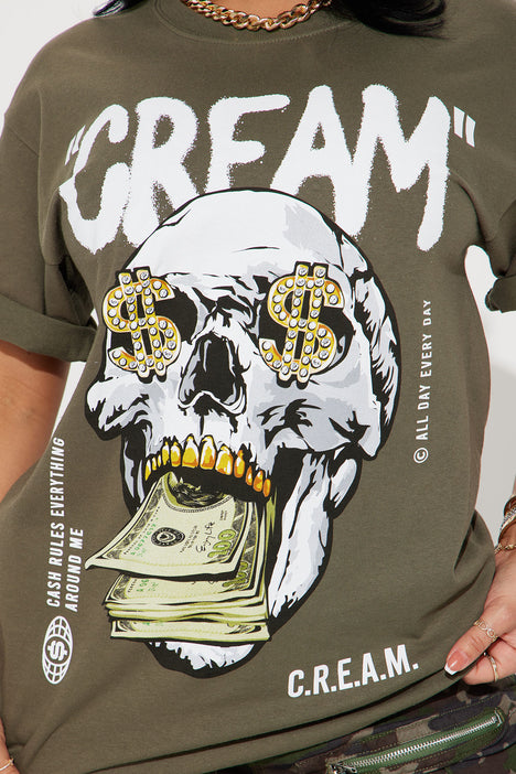 Olive graphic tee store
