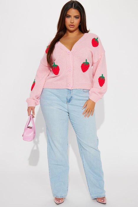 Berry Sweet Strawberry Cardigan Pink Fashion Nova Sweaters