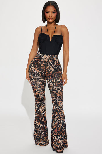 Brown Leopard Print Full Length Wide Leg Trousers  New Look