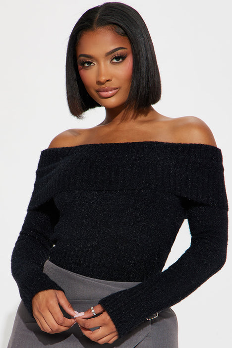 Off the shoulder shop sweater with straps