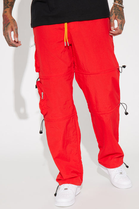 Act Like Homie Nylon Drawstring Cargo Pants Red