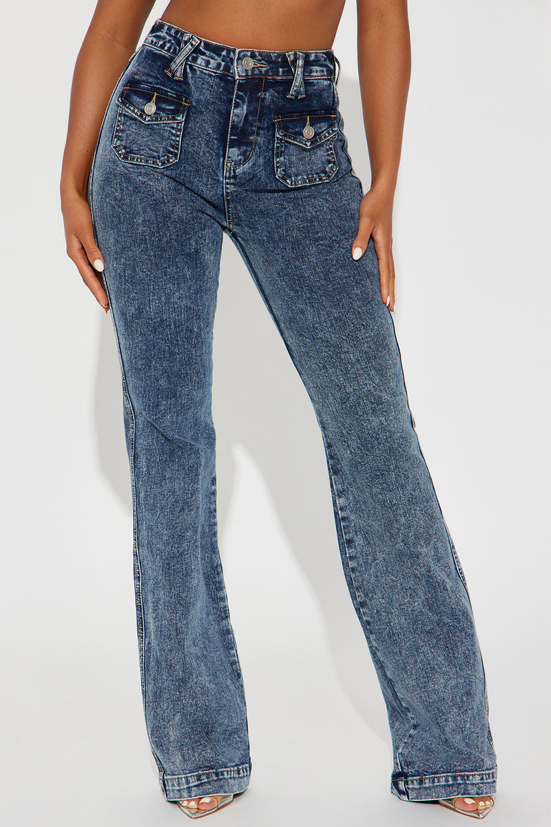 Big Possibilities Stretch Acid Wash Flare Jeans - Acid Wash | Fashion ...
