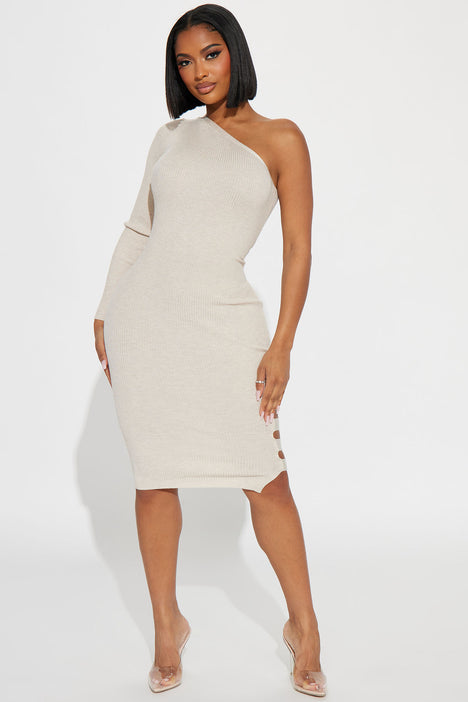 Kirena Sweater Midi Dress Oatmeal Fashion Nova Dresses