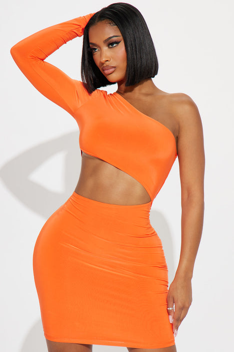 Cari Doubled Cut Out Mini Dress Orange Fashion Nova Dresses