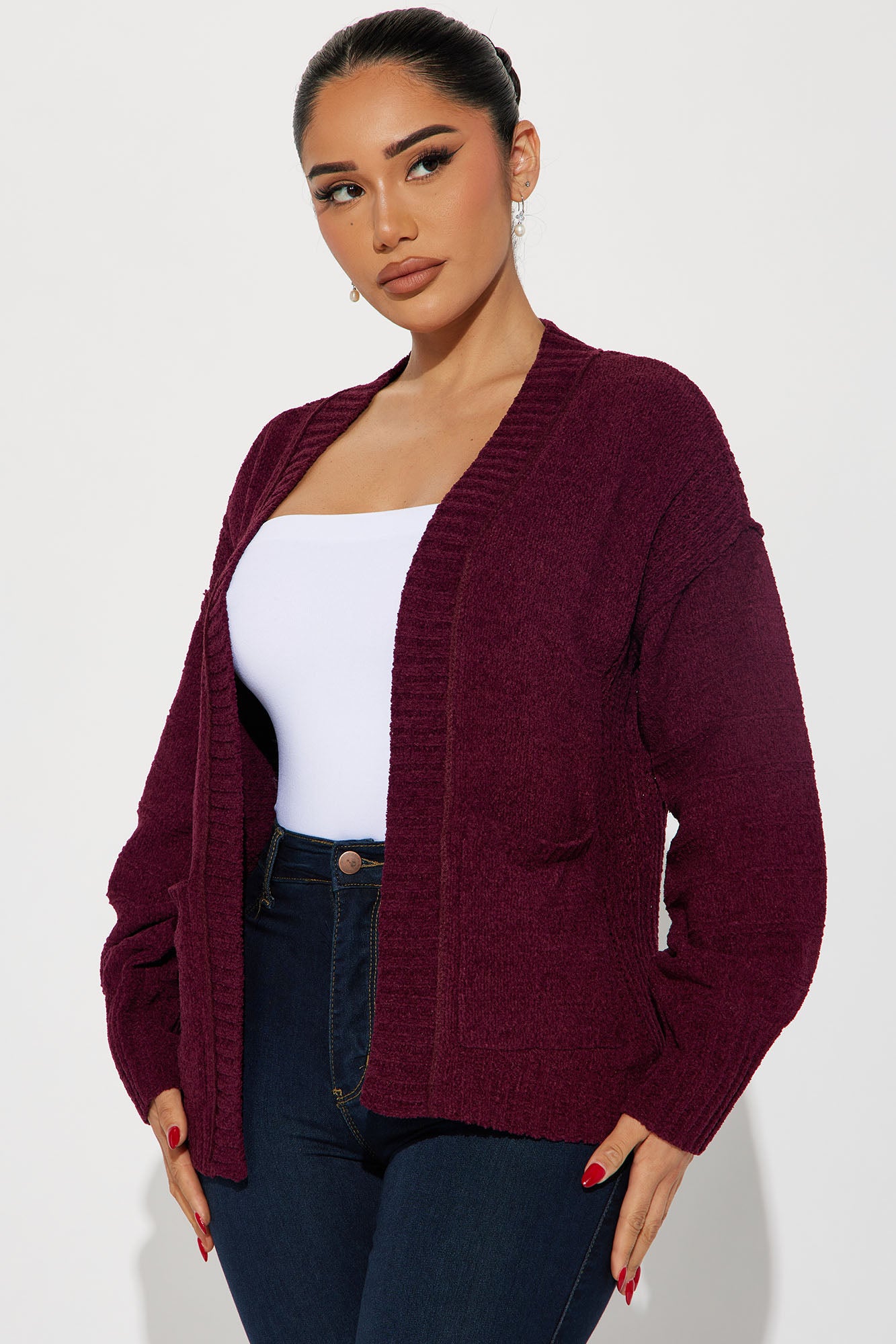 Vibin Casually Cardigan Wine Fashion Nova Sweaters Fashion