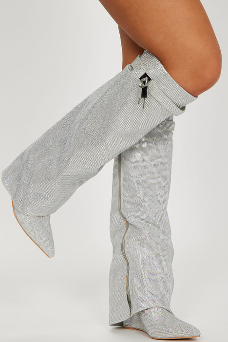 Fashion nova shop silver boots