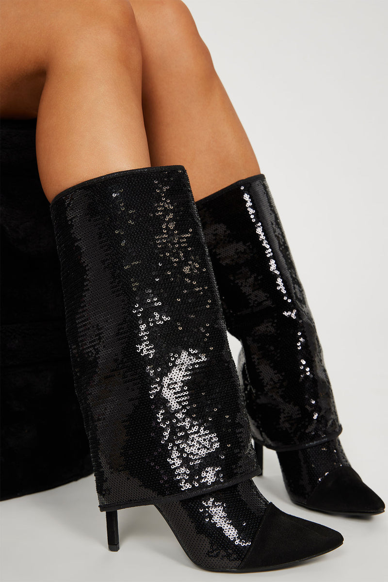 Truly Sparkled Stiletto Boots - Black | Fashion Nova, Shoes | Fashion Nova