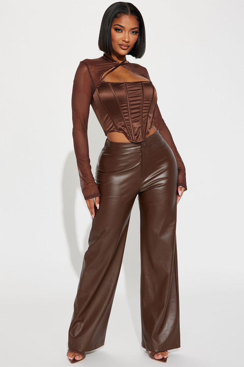 Taylor Faux Leather Pant - Chocolate | Fashion Nova, Pants | Fashion Nova