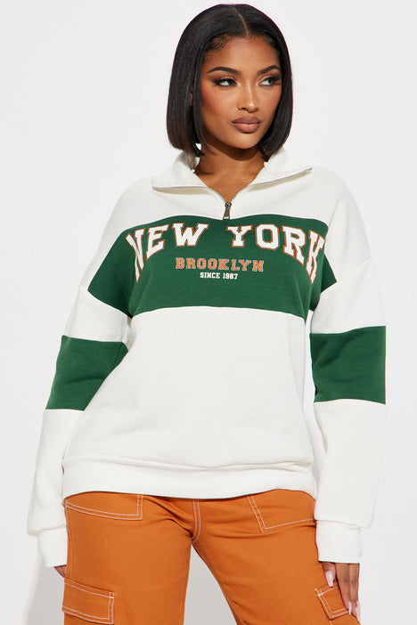 New York Fleece Half Zip Lounge Pull Over - Cream/combo | Fashion Nova,  Lounge | Fashion Nova