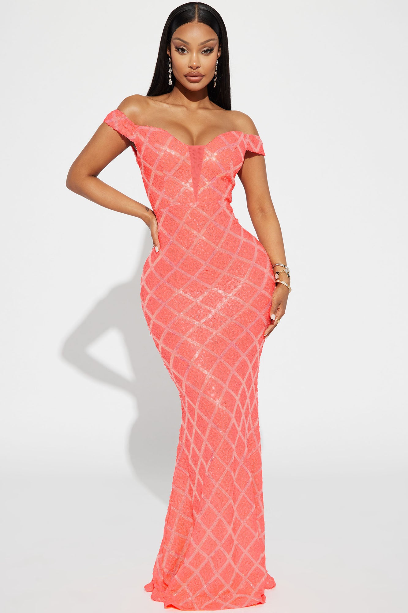 Coral sequin dress sale