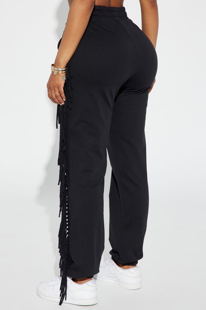 Addison Fringe French Terry Lounge Jogger - Black | Fashion Nova ...