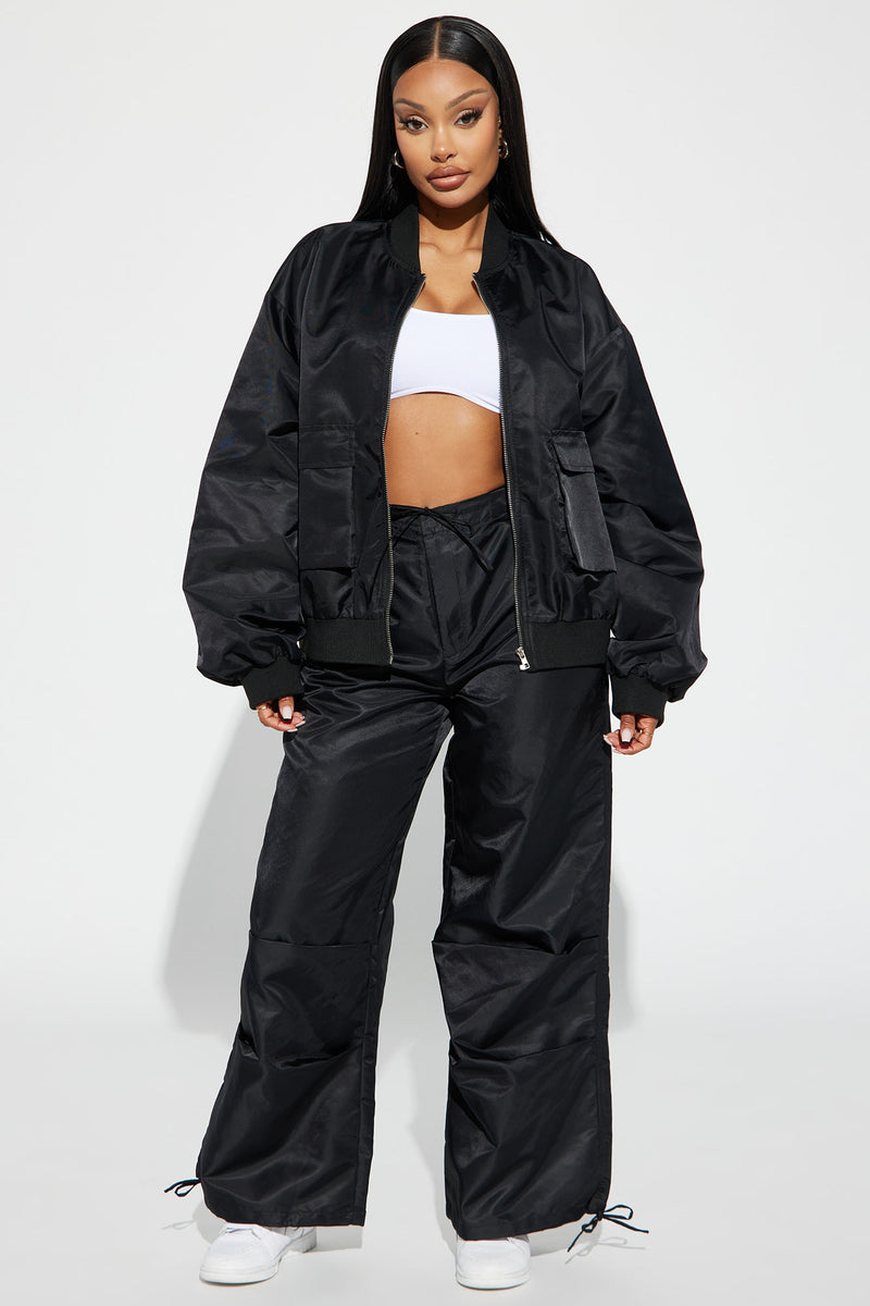 Willow Windbreaker Pant Set - Black | Fashion Nova, Matching Sets ...