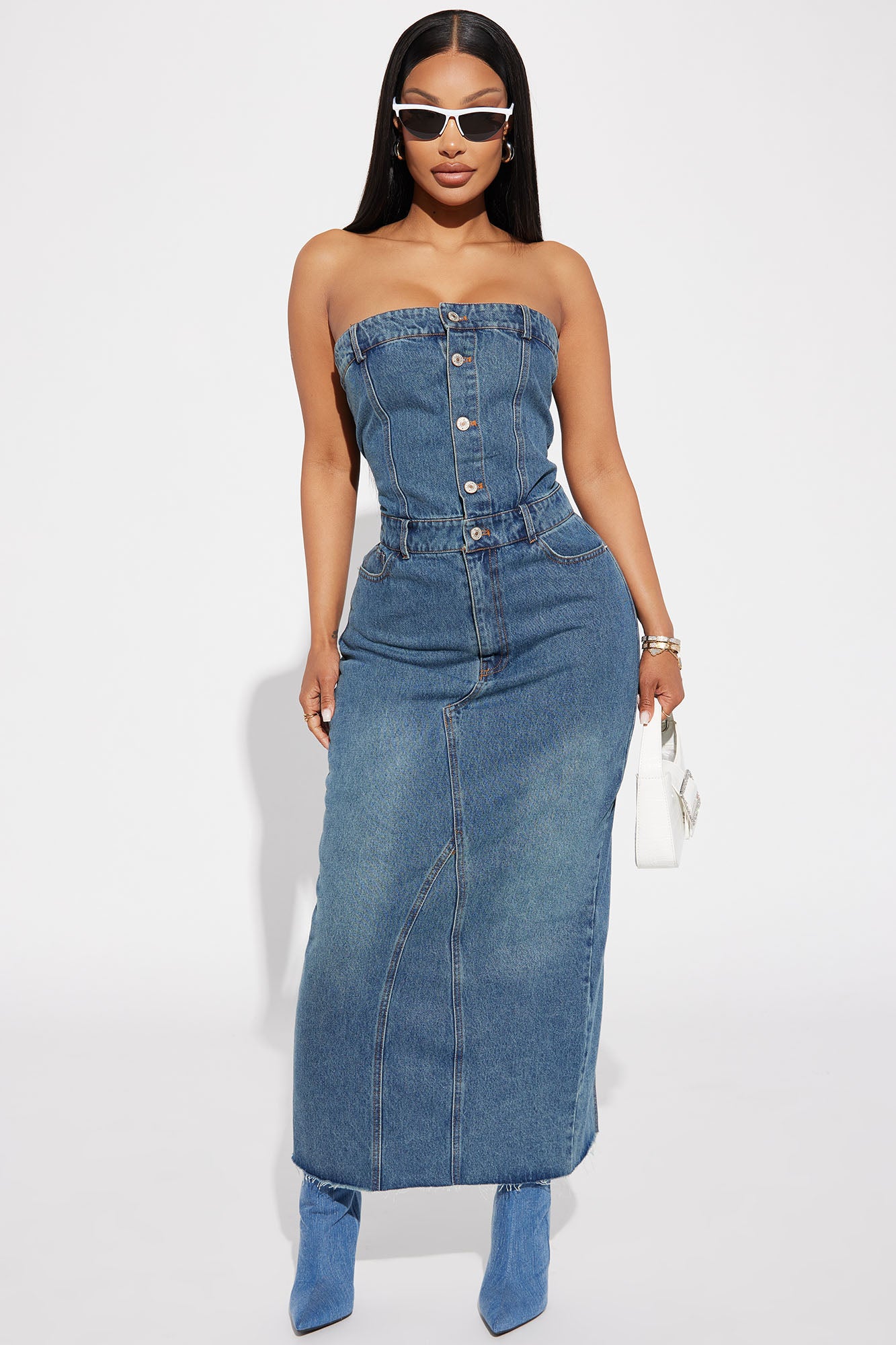 Berlin Denim Maxi Dress Medium Wash Fashion Nova Dresses