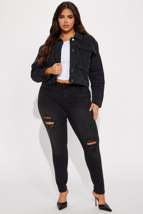 Do It Right Cargo Denim Jacket Black Wash Fashion Nova