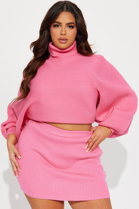 Hot pink store sweater skirt set