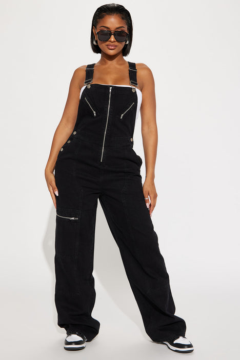 Denim overalls fashion nova sale