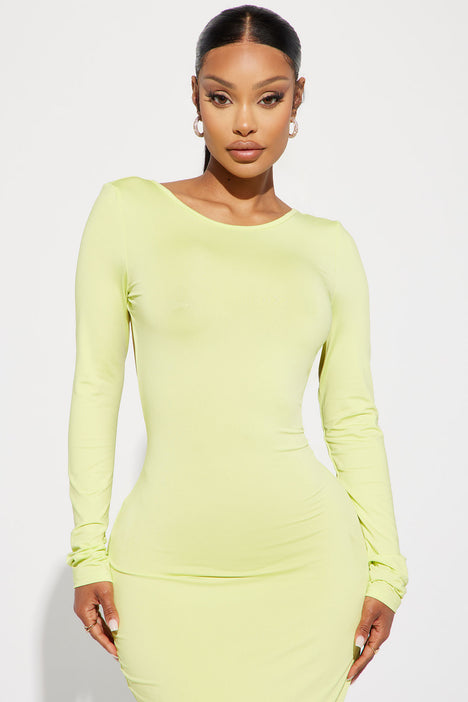Full Glam Backless Maxi Dress Neon Green