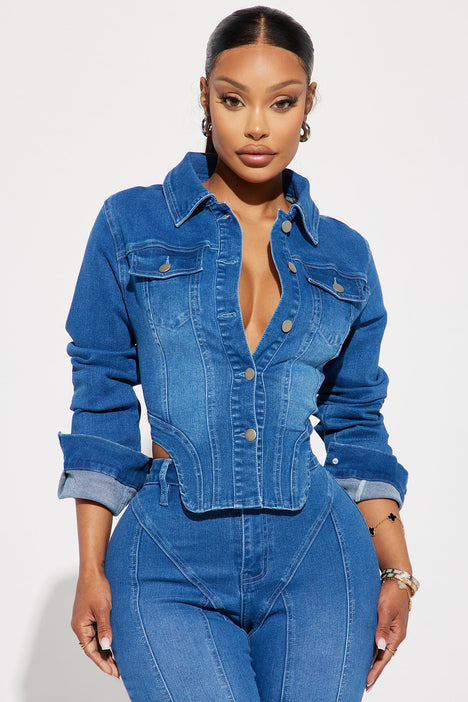 Stretch denim hot sale trucker jacket