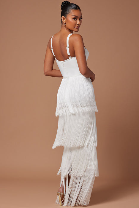 White fringe deals maxi dress