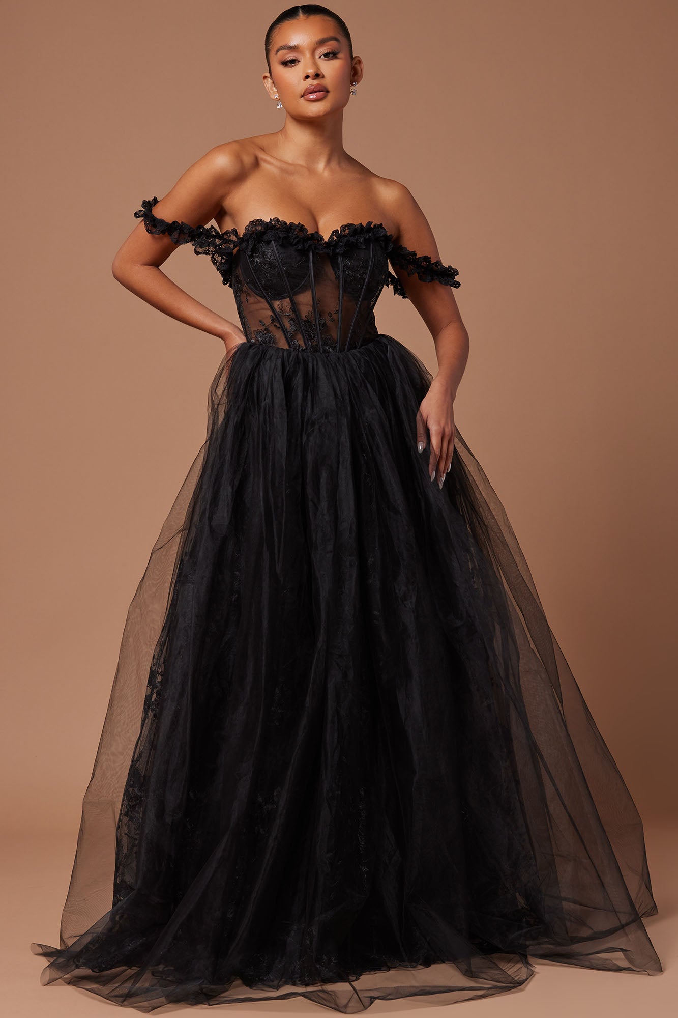 Lana Embroidered Tulle Gown - Black, Fashion Nova, Luxe