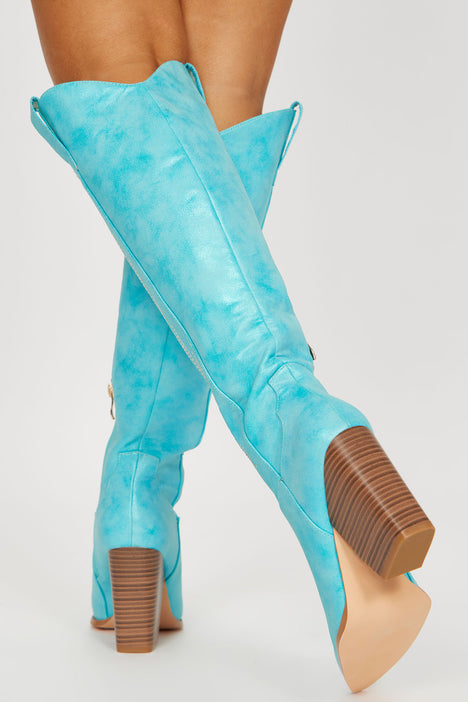 Turquoise over 2025 the knee boots