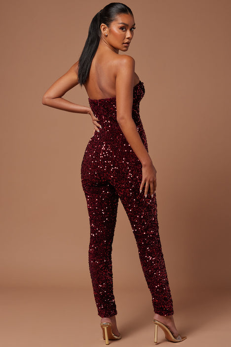 Fashion nova burgundy jumpsuit online