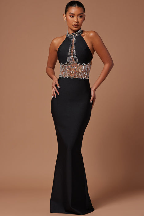 Amira Embellished Gown Black