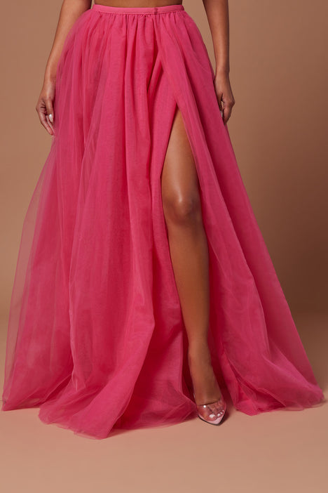 Shayna Tulle Maxi Skirt Hot Pink