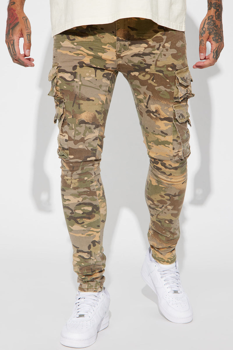 Next Move Cargo Stacked Skinny Pants - Camouflage | Fashion Nova, Mens ...