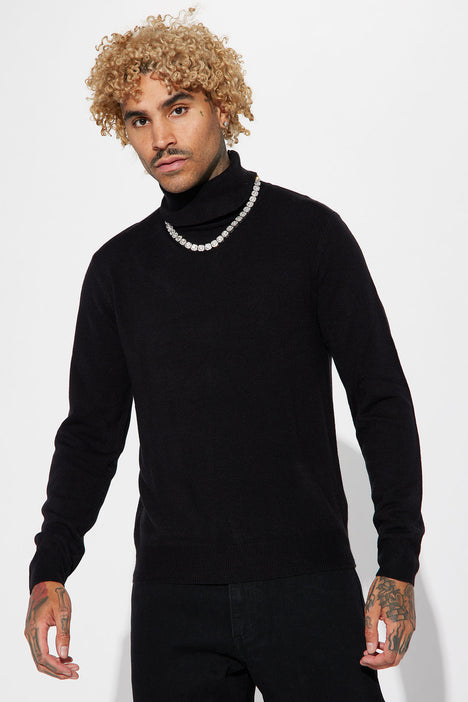 Mens turtleneck sweater black hot sale