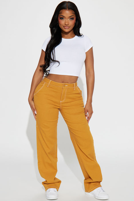 Mustard colored women's jeans sales