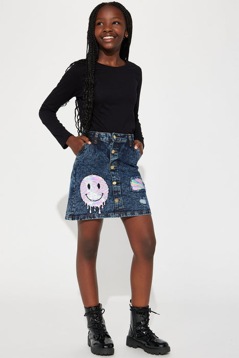 Sequin denim hot sale mini skirt