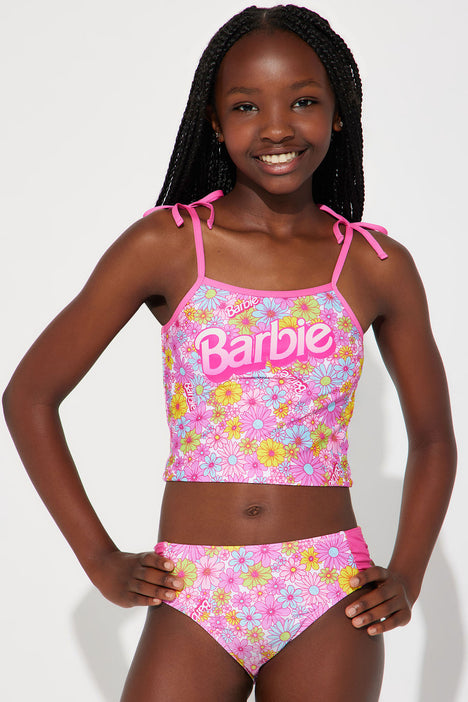 Mini Barbie Girl 2 Piece Tankini Pink combo