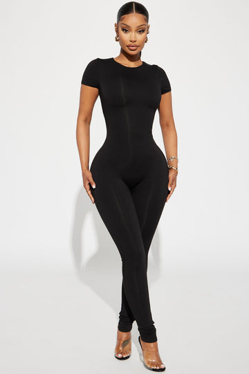 Standing Tall Ribbed Jumpsuit - Black, Fashion Nova, Jumpsuits